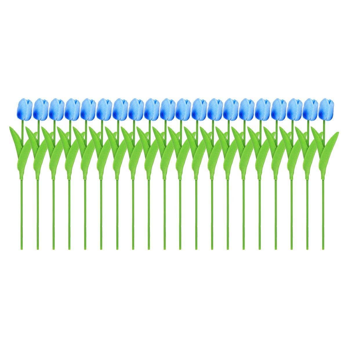 Artificial Tulips with Flexible Stems, 33 cm, Pack of 20 - Blue