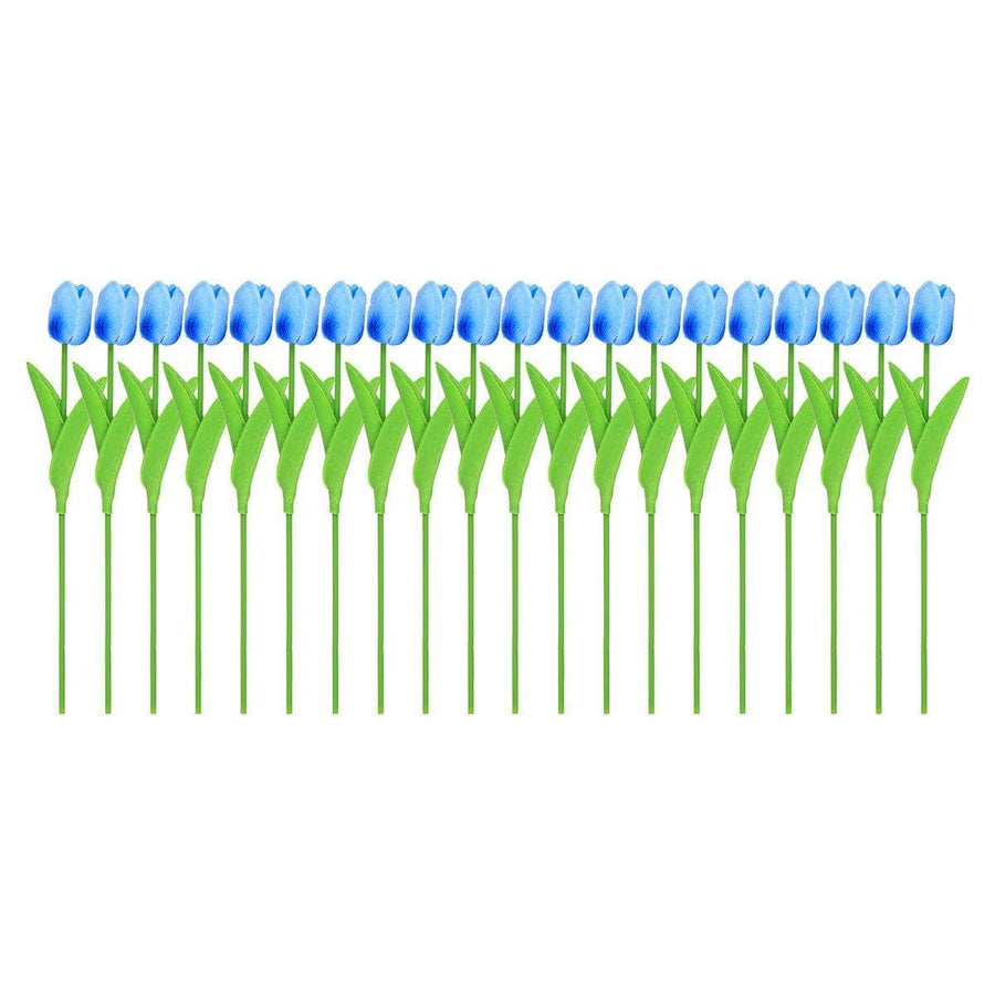 Artificial Tulips with Flexible Stems, 33 cm, Pack of 20 - Blue