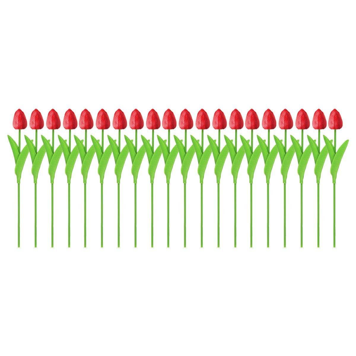 Artificial Tulips with Flexible Stems, 33 cm, Pack of 20 - Red