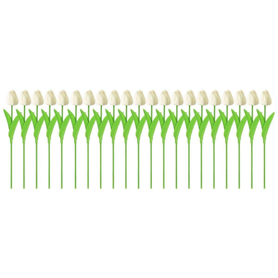 Artificial Tulips with Flexible Stems, 33 cm, Pack of 20 - White
