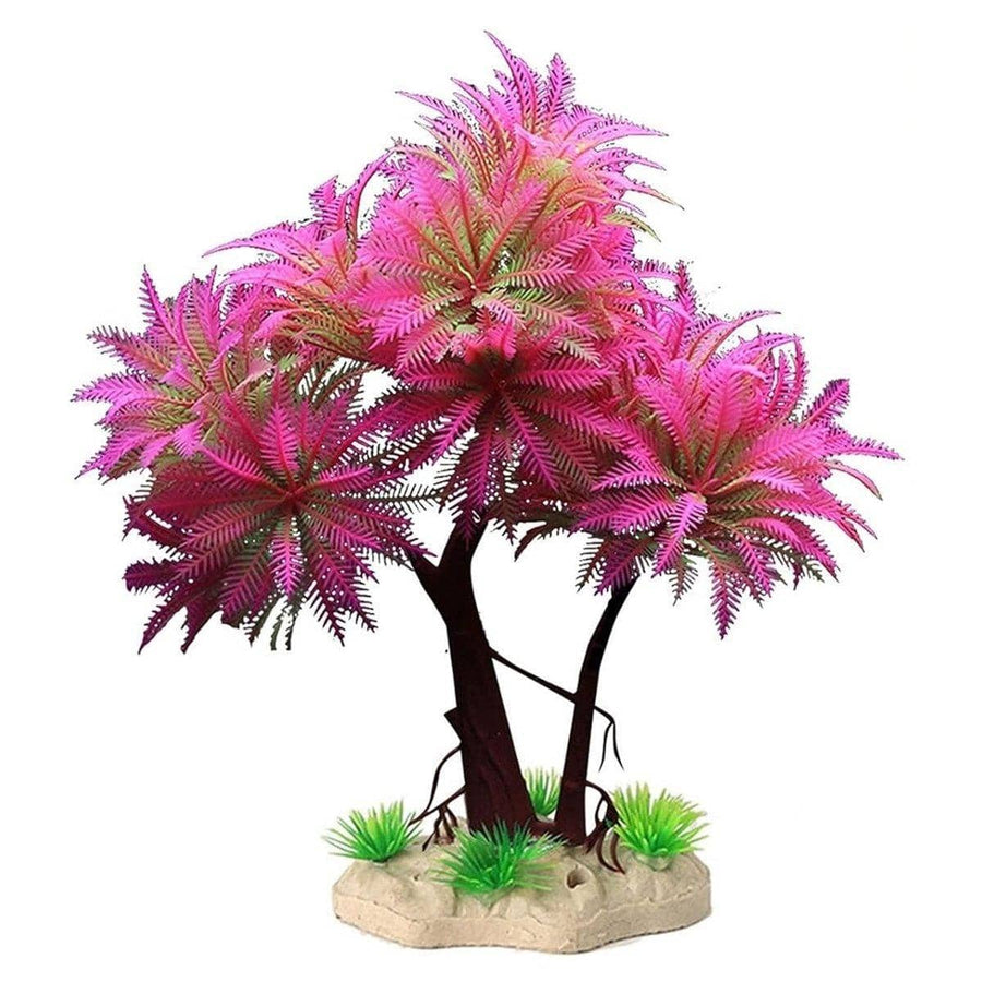 Artificial Water Grass Bonsai Aquarium Ornament - Magenta