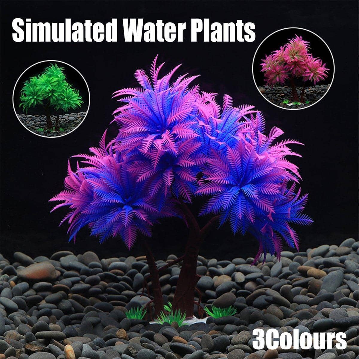 Artificial Water Grass Bonsai Aquarium Ornament - Magenta - view 2