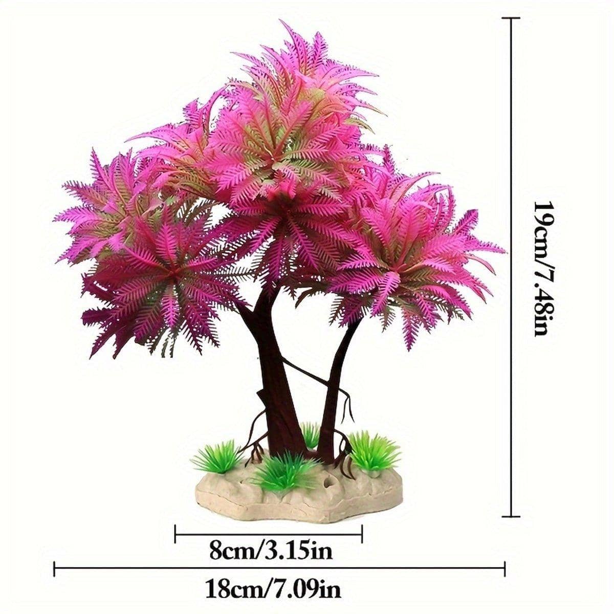 Artificial Water Grass Bonsai Aquarium Ornament - Magenta - view 4