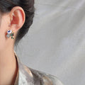 Asymmetric Enamel Flower Earrings for Women, Copper Trendy Jewellery - view 4