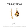 Asymmetric Gold Paint Palette and Brush Drop Earrings with Enamel Accents - view 3