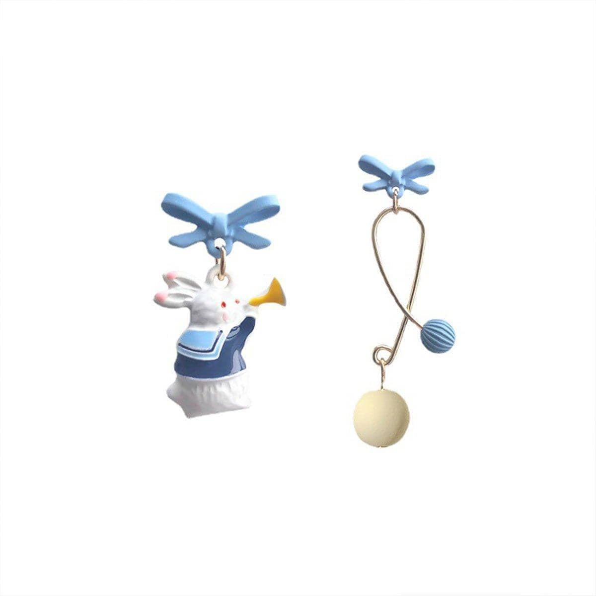 Asymmetrical Bunny Charm Earrings with Dangling Drop for Women - view 2