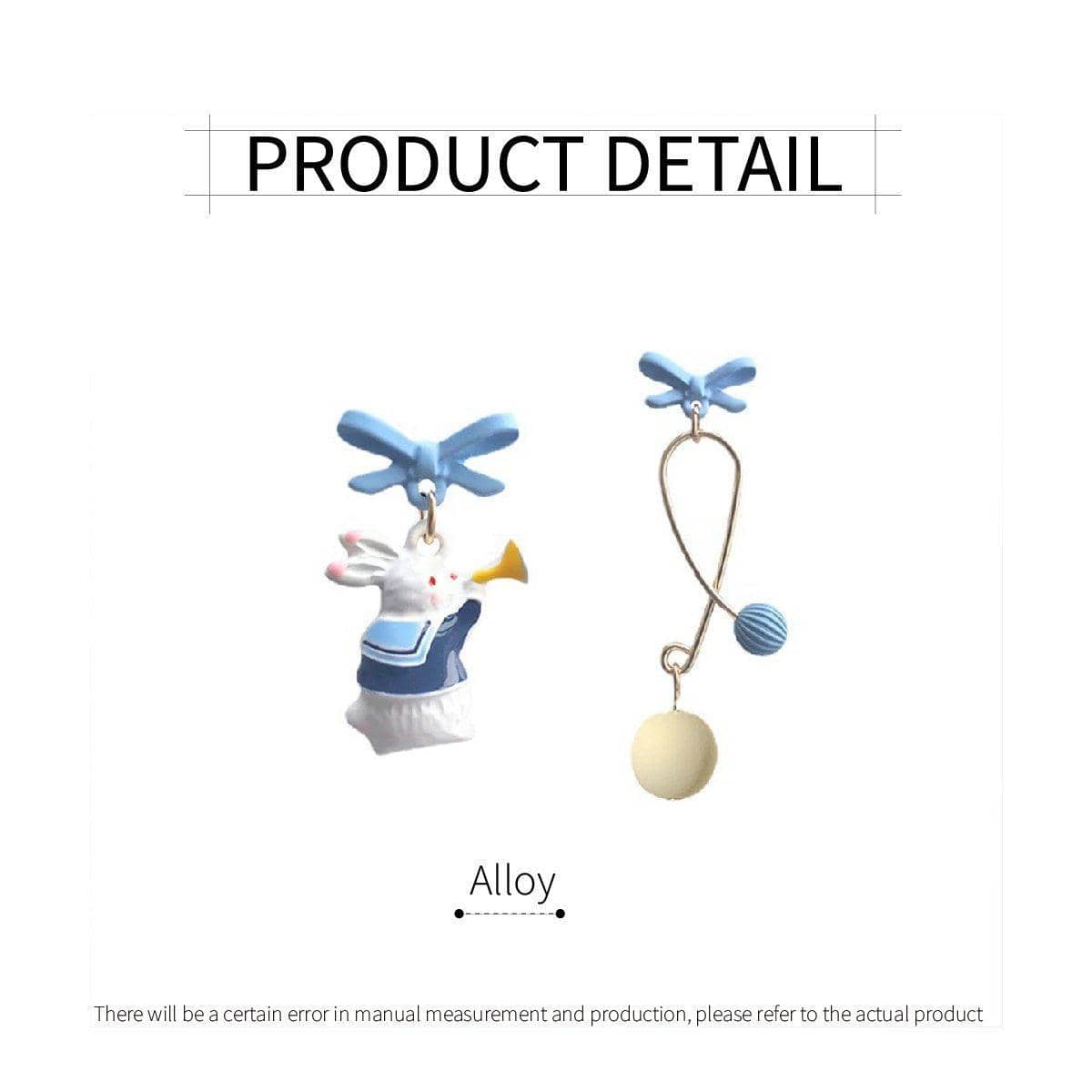Asymmetrical Bunny Charm Earrings with Dangling Drop for Women - view 3