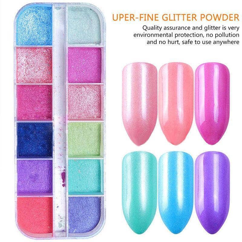 Aurora Chrome Nail Powder Palette for UV Gel Nails - 12 Shades - view 4