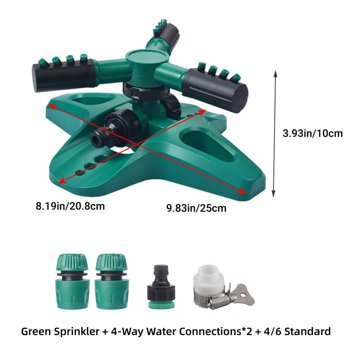 Automatic 360 Degree Rotating Lawn Sprinkler with 12 Nozzles and Hose Connectors - view 3
