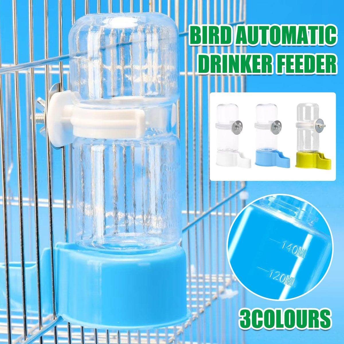Automatic Bird Waterer for Cages, 140 ml - White - view 2