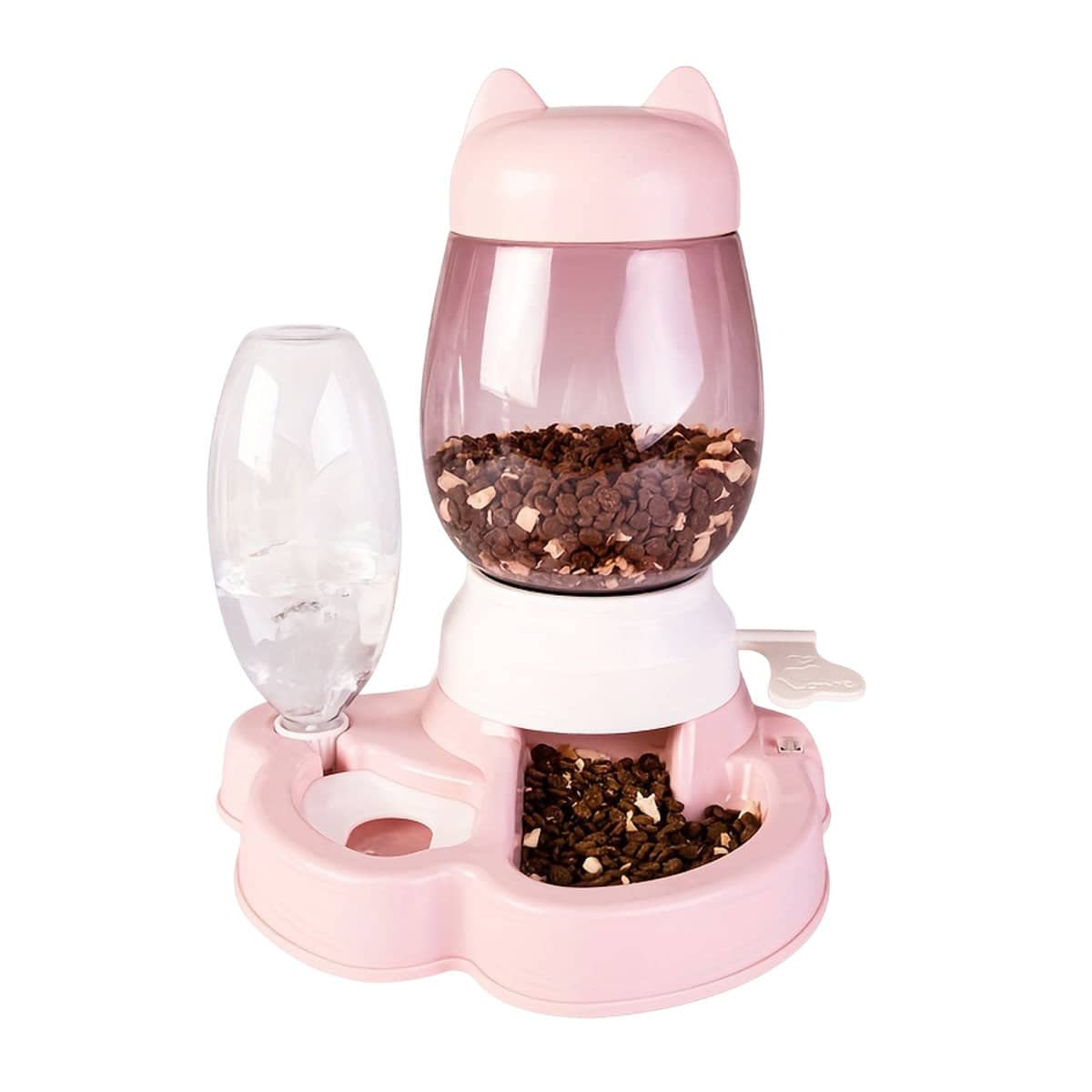 Automatic Cat and Dog Feeder and Water Dispenser Set, Large Capacity, Pink