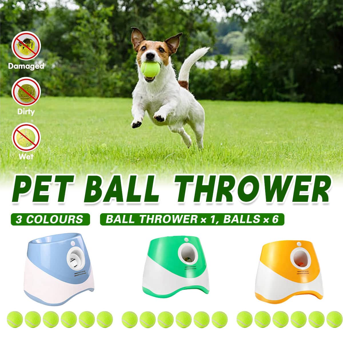 Automatic Dog Ball Thrower Elastic Launcher Interactive Play Toy - Green - view 2