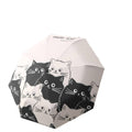 Automatic Folding Sun Umbrella - Black and White Cartoon Cat Design, UV Protection - view 2