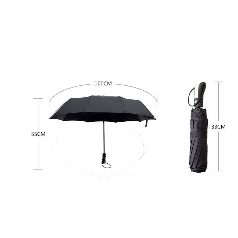 Automatic Folding Umbrella, 10 Rib Windproof - Black - view 4