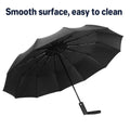 Automatic Folding Umbrella, 12-Rib Windproof Sunshade - Black - view 5