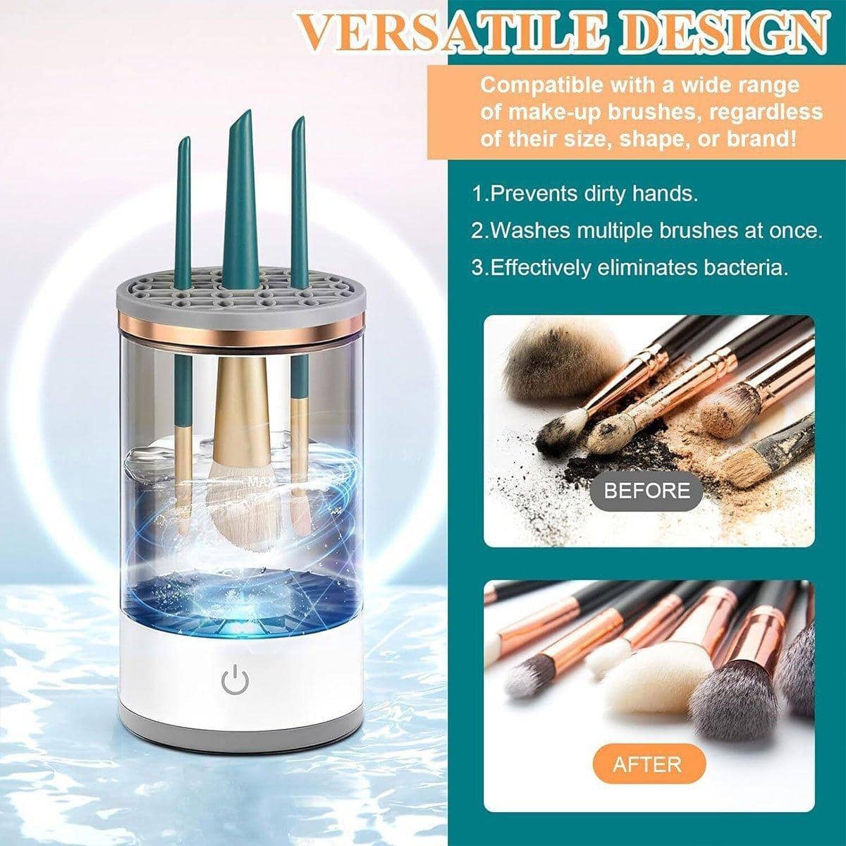 Automatic Makeup Brush Cleaner and Dryer, USB Powered Electric Brush Cleaning Machine Kit - view 4