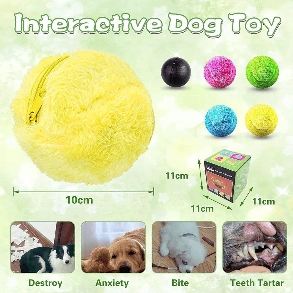 Automatic Rolling Ball Pet Toy with 4 Plush Covers, 8 cm - view 3
