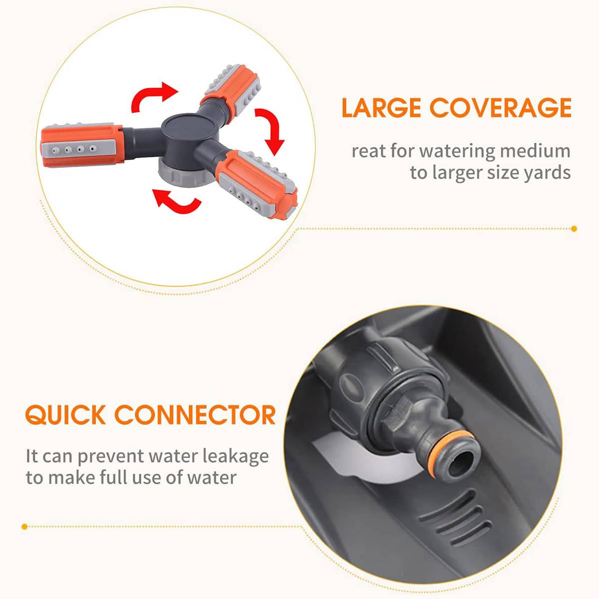 Automatic Rotating Garden Sprinkler with Three Arms, 360 Degree - view 4