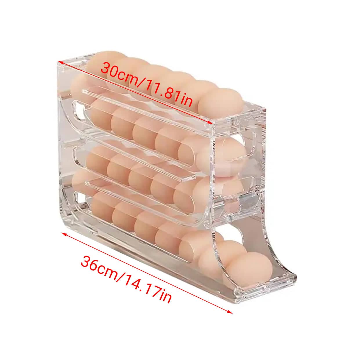 Automatic Scrolling Egg Holder for Fridge Storage - Cream (4-Tier) - view 4