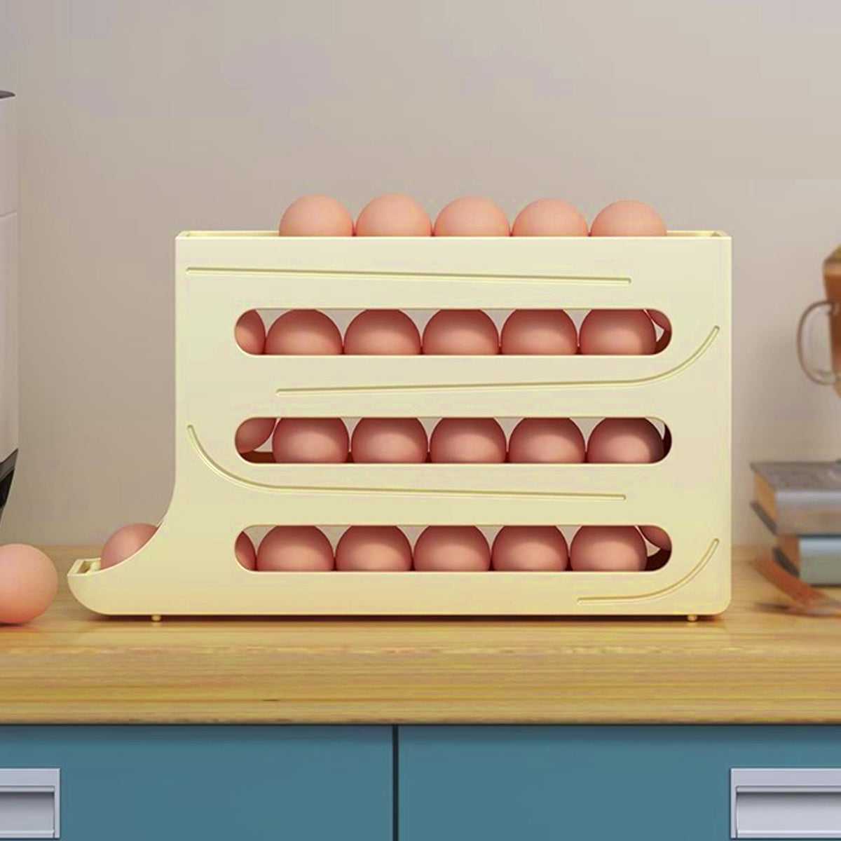 Automatic Scrolling Egg Holder for Fridge Storage - Grey (4-Tier) - view 13