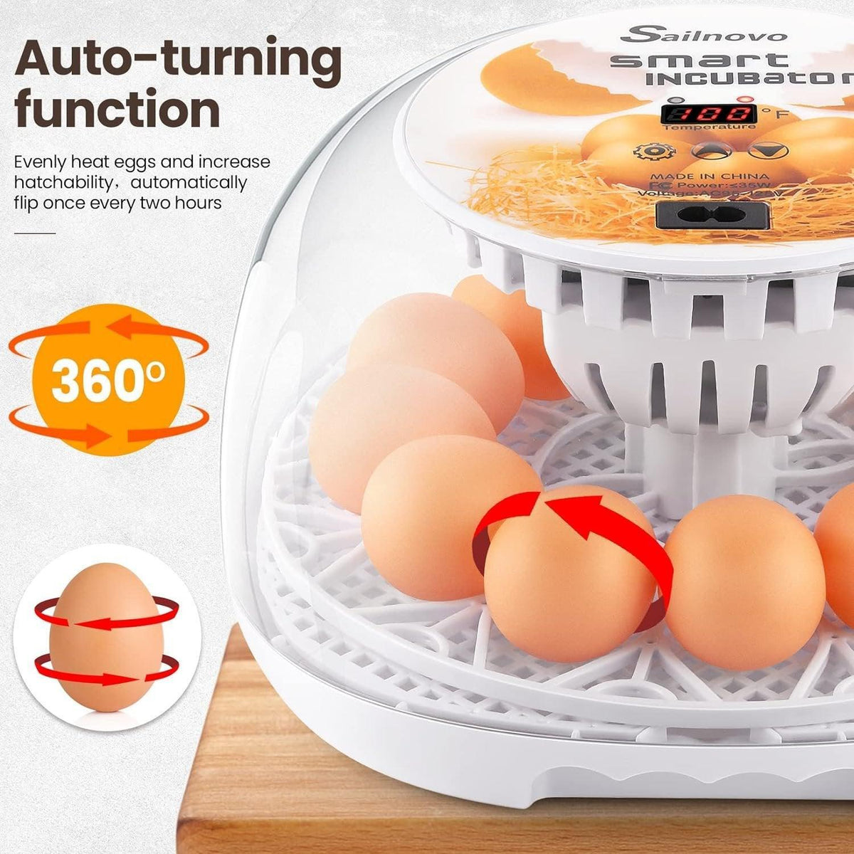 Automatic Small Egg Incubator, 12 Egg Capacity for Chicken and Pigeon Eggs - view 11
