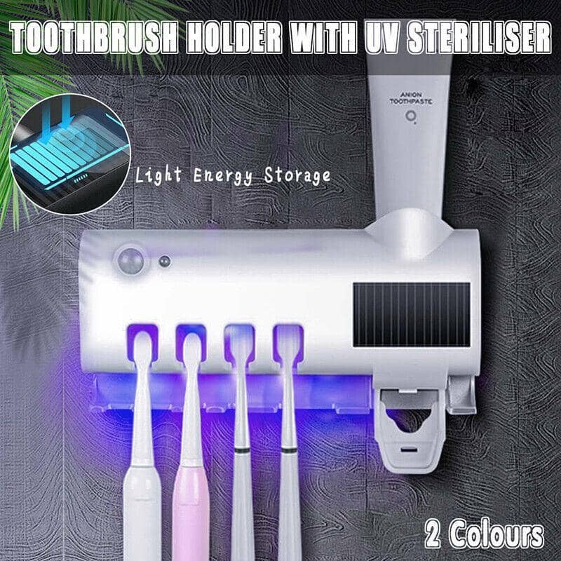 Automatic Toothbrush Holder with UV Steriliser and Toothpaste Dispenser - White - view 2