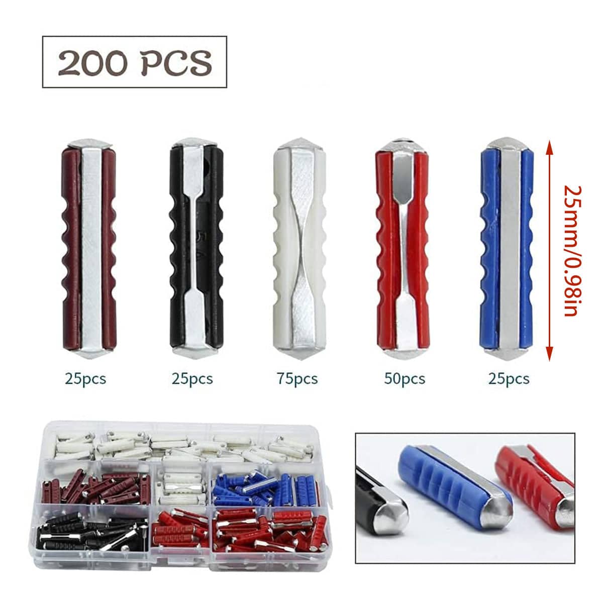 Automotive Torpedo Fuse Set Boxed for Vehicle Auto Electrical Protection - Pack of 200 - view 3