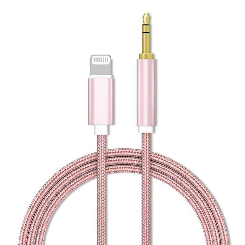 Aux Audio Cable for iPhone, Lightning to 3.5 mm - Pink