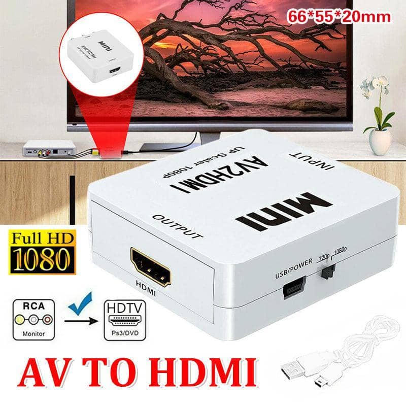 AV to HDMI Converter Adapter, 1080p Composite Video Upscaler