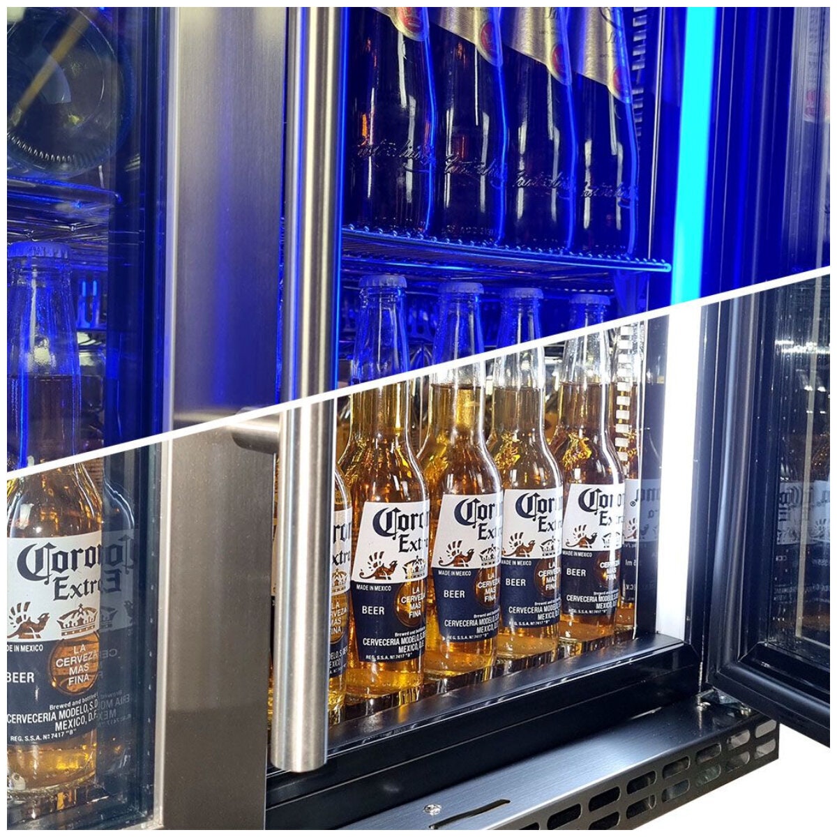 Schmick 257L two-door bar fridge - Stainless steel, 6 star energy rating, lockable door - SK246-HD