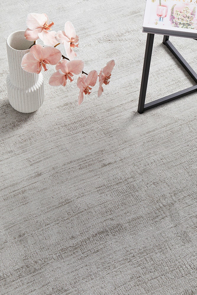 Rug Culture Bliss Large Hand Loomed Viscose Rug 280x190cm - Silver - Cotton Backing - BLSSILV280X190