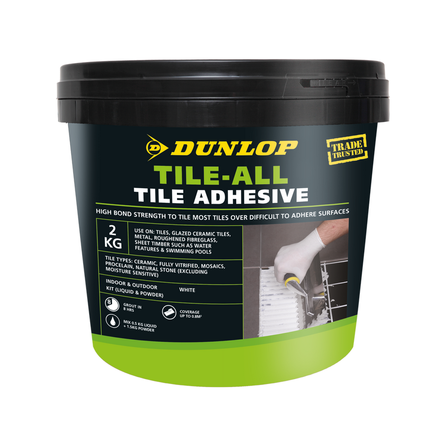 Dunlop Tile-All 2kg Tile Adhesive White Copolymer Multipurpose Use - SuperSaverAU - view 1