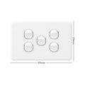 Deta X6 White Five Switch - 5 Gang - Polycarbonate - Classic Design - SuperSaverAU - view 4