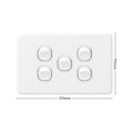 DETA X6 White Five Switch 5 Gang 10A 240V Polycarbonate Indoor 6155B