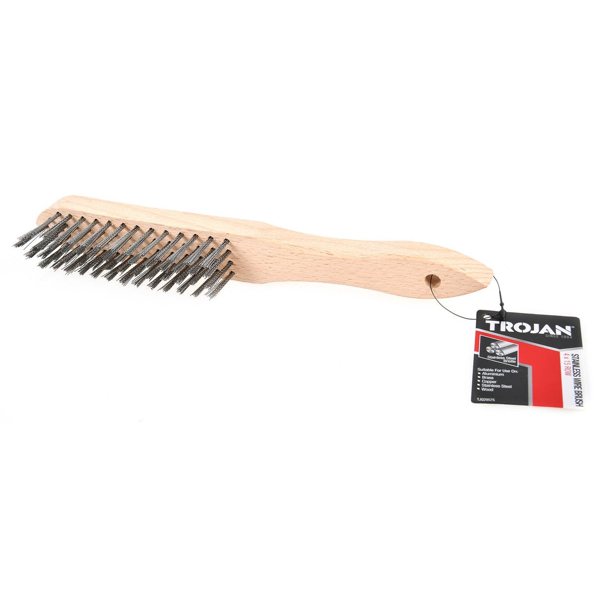 Trojan 4x15 Row Stainless Steel Wire Brush - 30mm x 285mm - Deburring, Rust Removal - SuperSaverAU - view 2