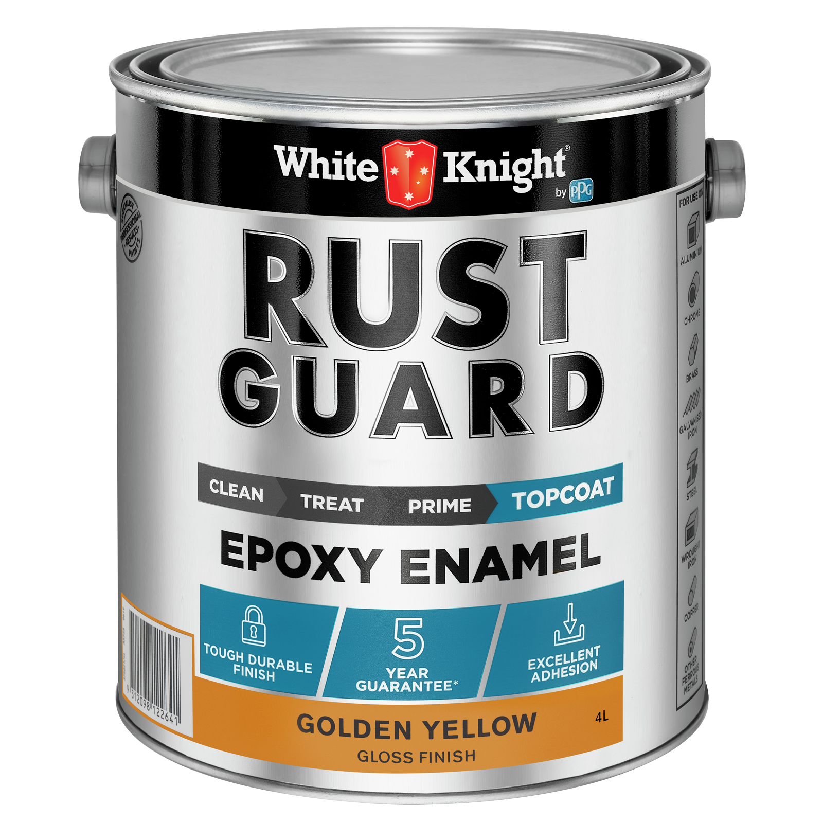 White Knight Rust Guard Epoxy Enamel Gloss Paint Golden Yellow 4L