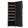 LeCavist 168 Bottle Single Zone Ageing Wine Fridge - Black, Five Steel Shelves with Wood Trim - LKV168PNDX