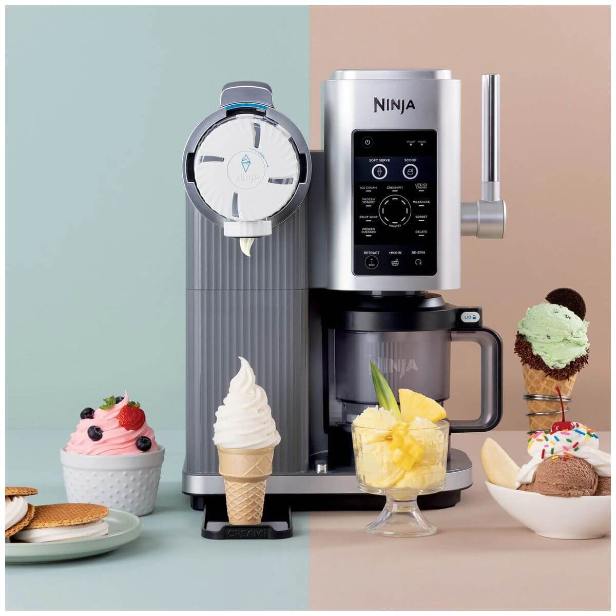 Ninja Swirl by Creami Ice Cream Maker - Soft Serve - 13 One-Touch Programs - 800W - Silver - NC701