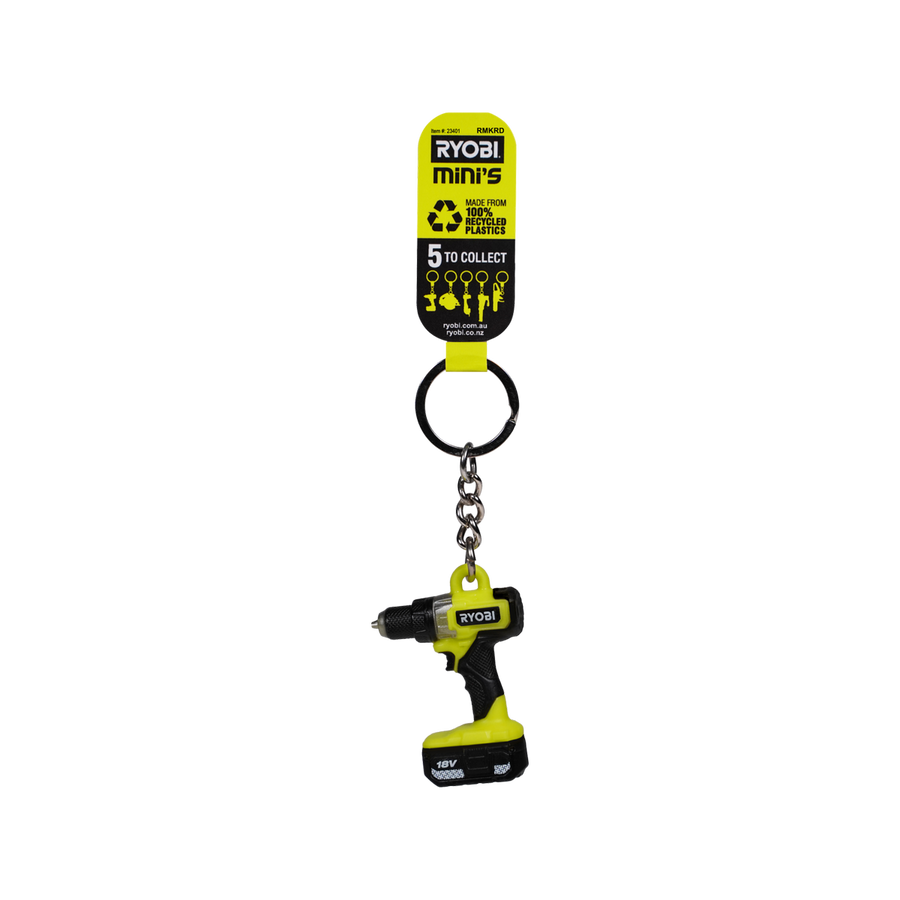 Ryobi Mini S Drill Keyring - 33mm x 91mm - 100% Recycled Plastics - SuperSaverAU - view 1