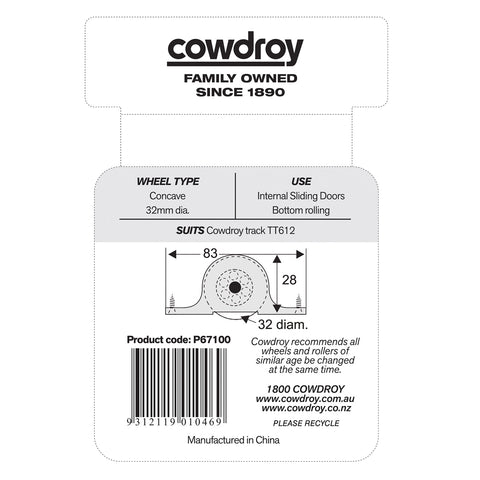 Cowdroy Steel Wheel Sliding Door Sheave Pack