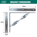 Carinya 250 x 200mm Zinc Plated Steel Heavy Duty Twisted Stay Bracket, 300kg