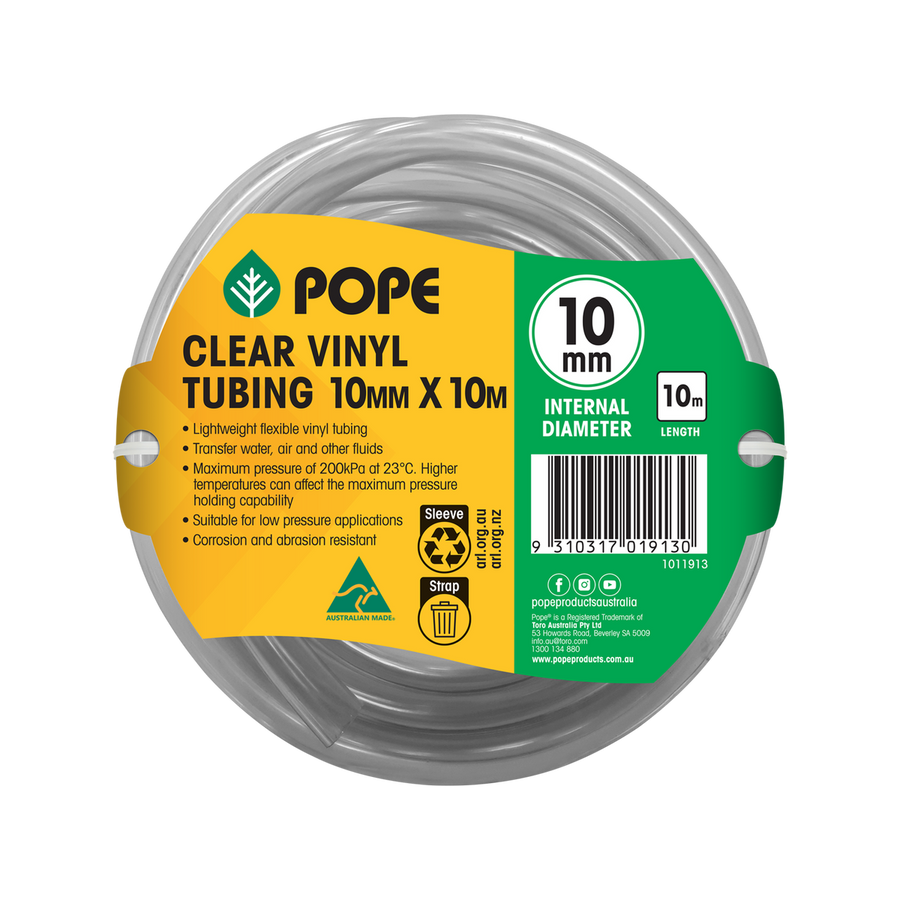 Pope Clear Vinyl Tubing - 10mm x 10m - Flexible Hose for Liquid Transfer - SuperSaverAU - view 1