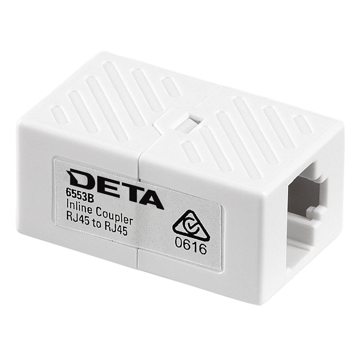 DETA RJ45 8P8C Ethernet Inline Coupler 21mm Plastic Gold Plated - SuperSaverAU - view 1