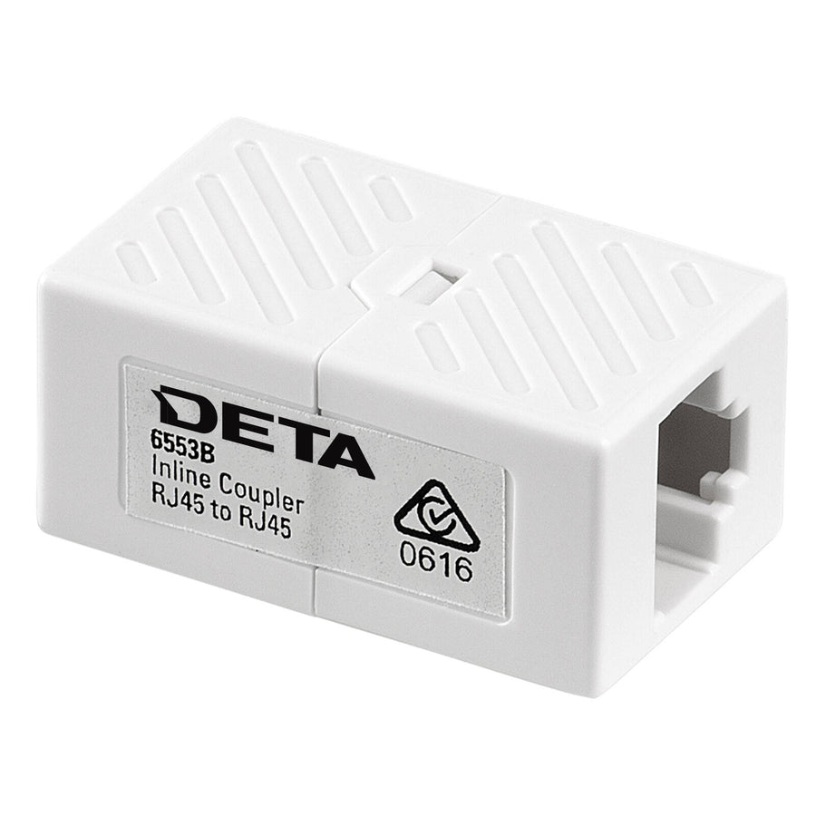 DETA RJ45 8P8C Ethernet Inline Coupler Joiner - White, Cable to Cable Connector
