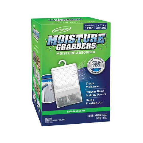Concrobium Moisture Grabbers Hanging Bag Indoor Moisture Absorber - 3 Pack