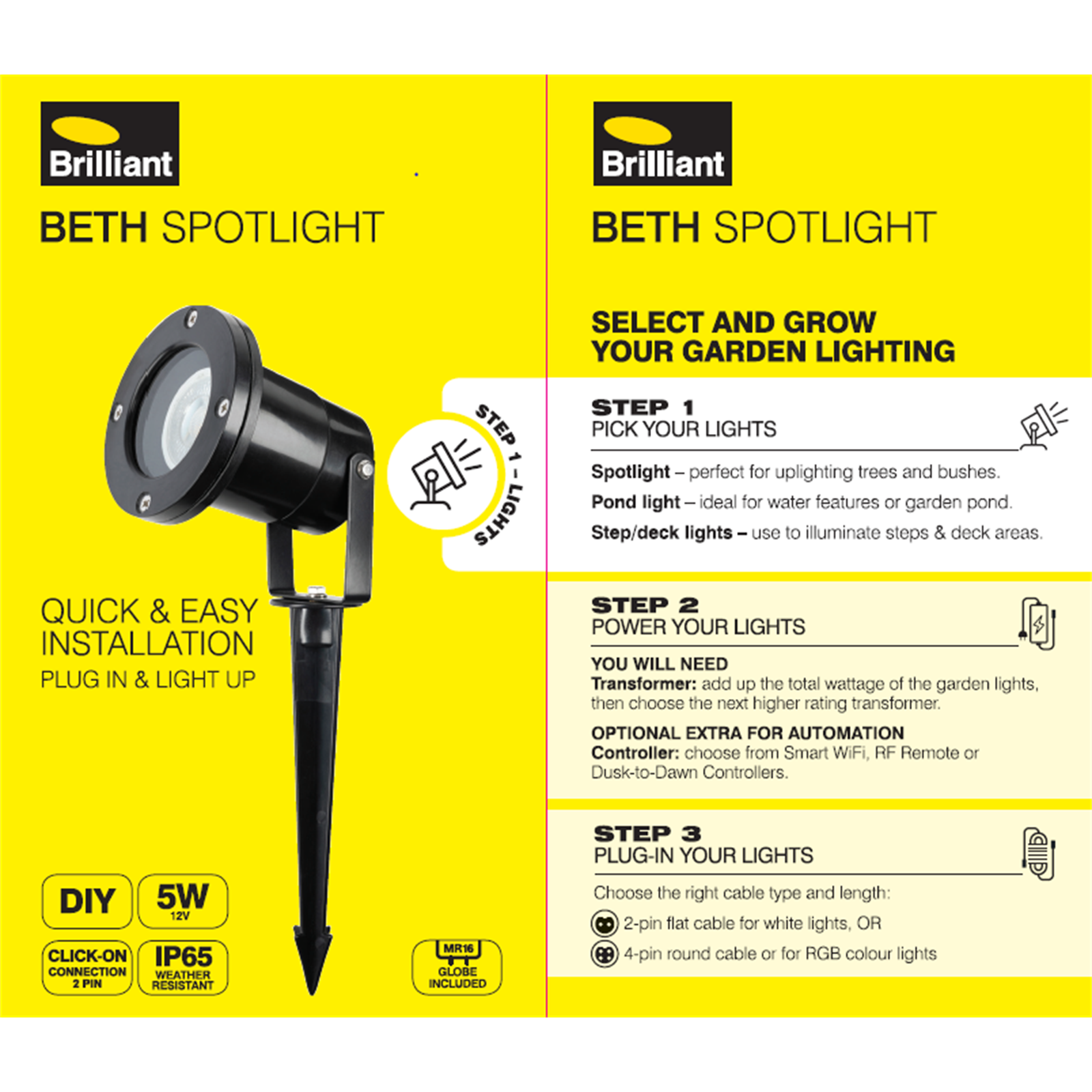 Brilliant Beth 5W 12V Black LED Garden Spotlight 20952/06