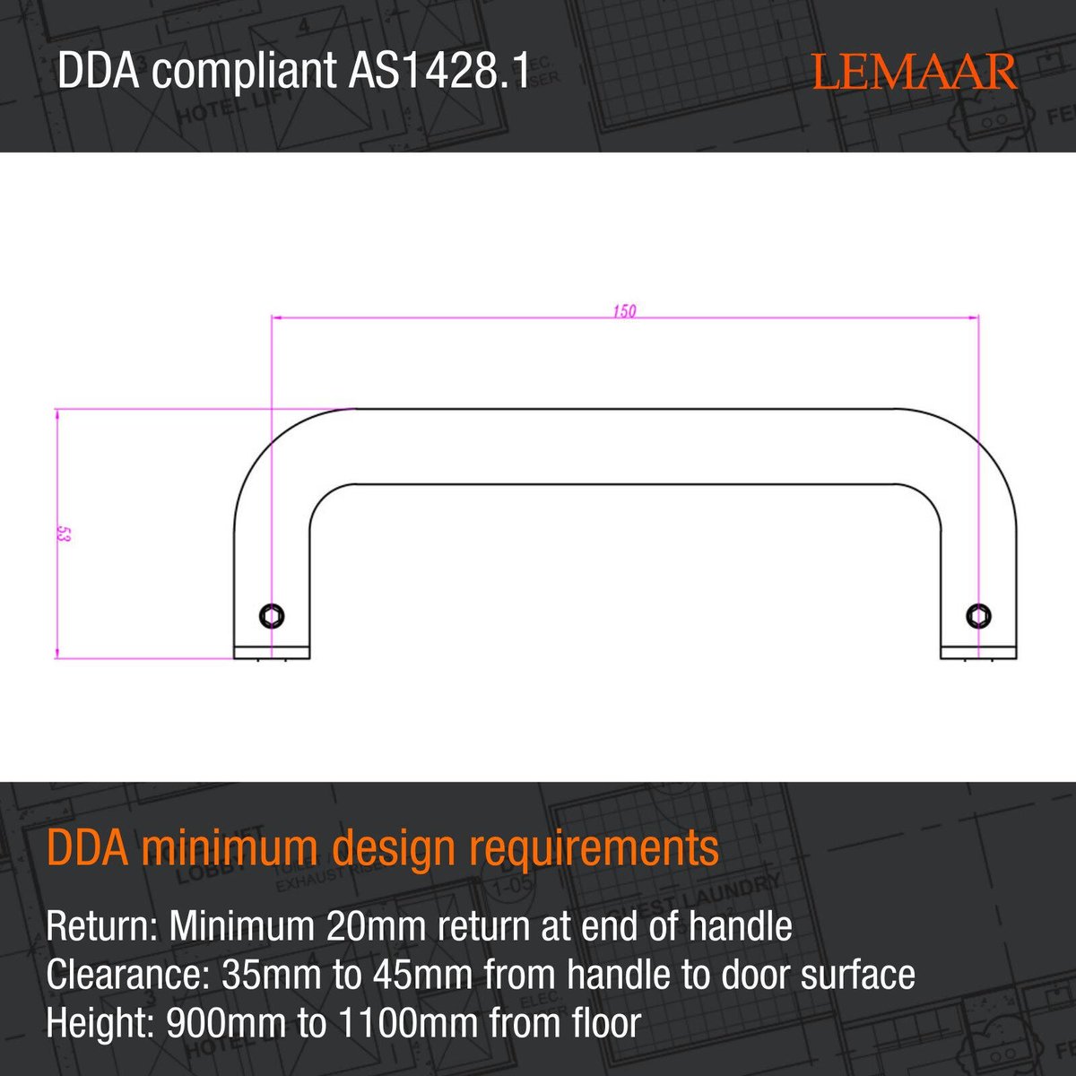 Lemaar Back to Back D Pull 150 x 16mm Satin Stainless Steel Durable - SuperSaverAU - view 3
