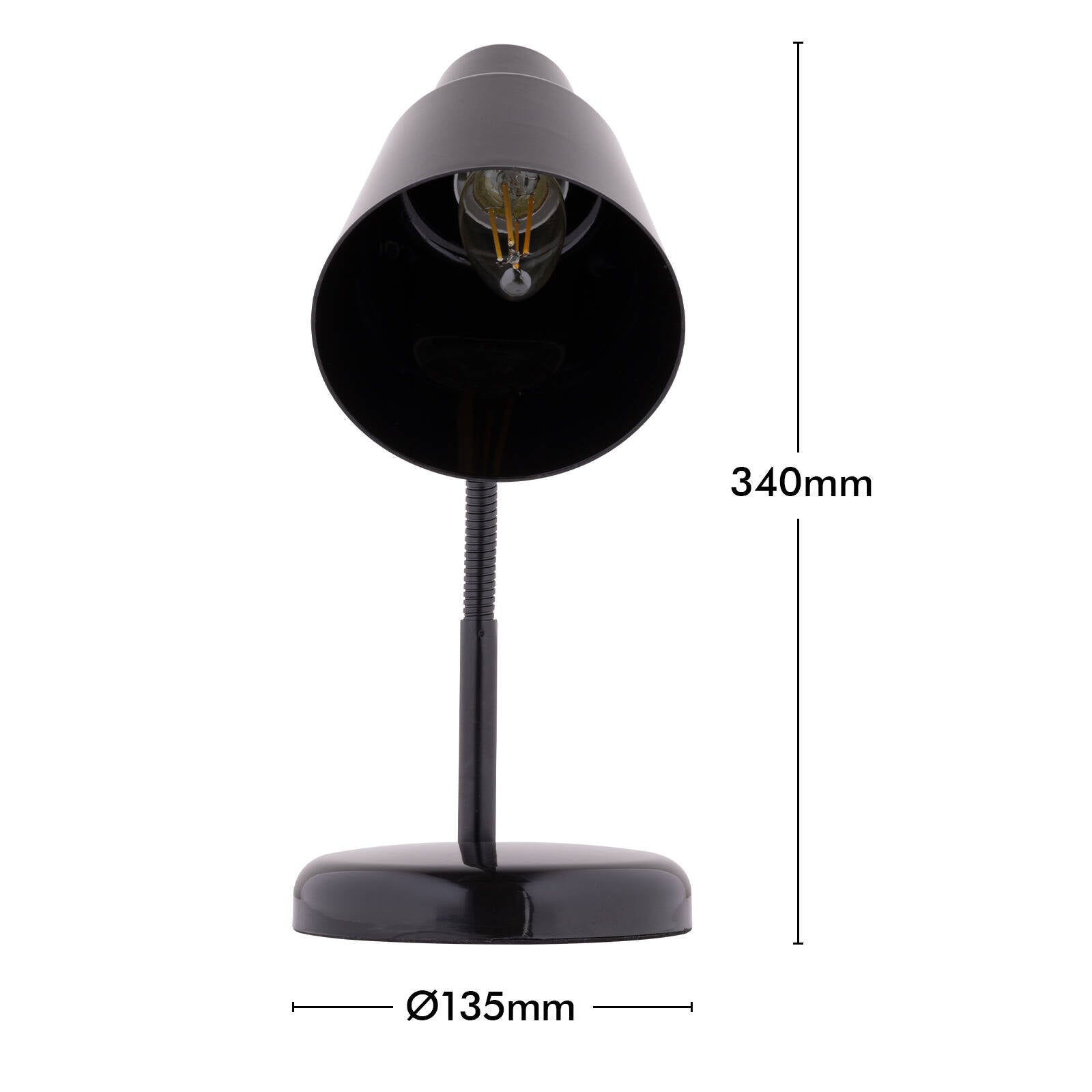 Verve Design Black Brylee Adjustable Head Desk Lamp 25W ATL153BK
