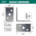 Carinya Reinforcing Angle Bracket - 75mm x 75mm x 40mm - Zinc Plated - Heavy Duty - SuperSaverAU - view 4