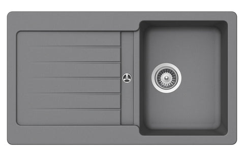Abey Cristalite Plus single bowl topmount sink with left hand drainer - Croma finish - TD100CR